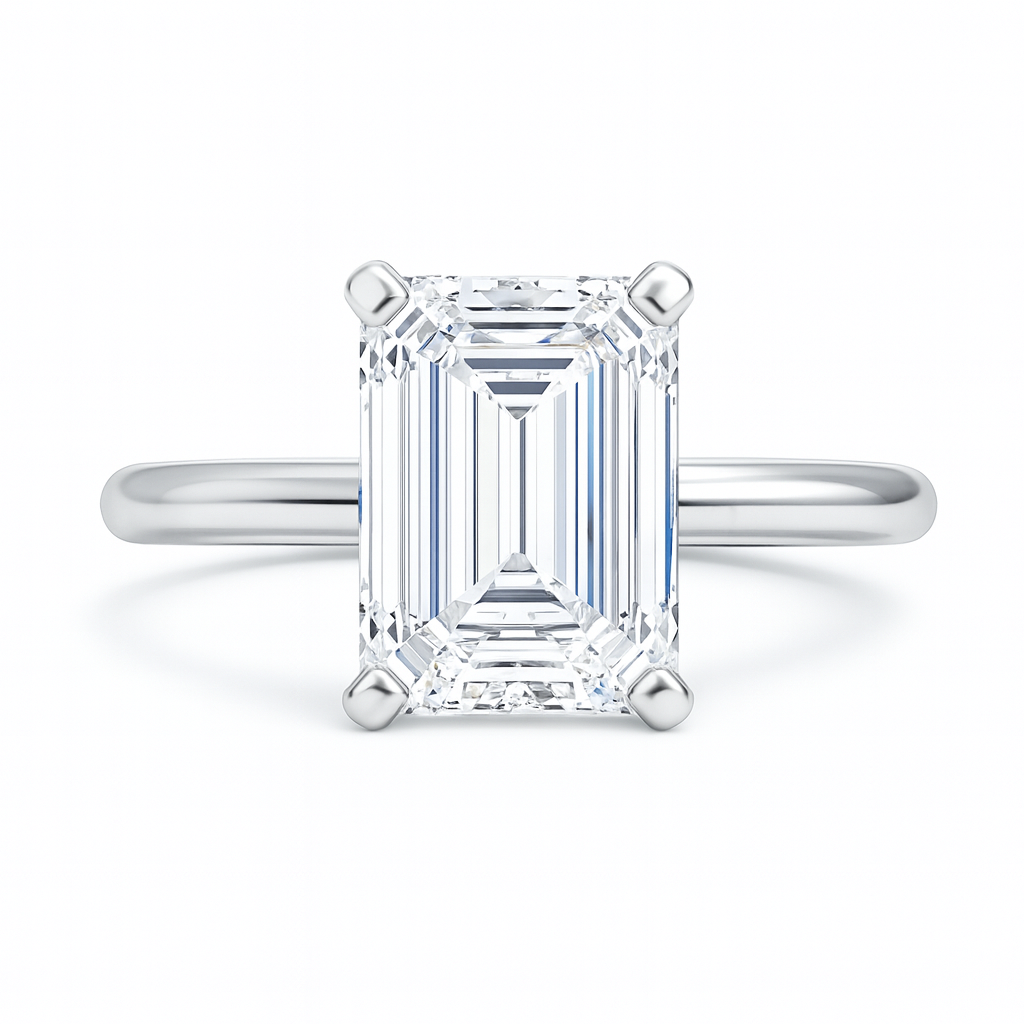 Emerald Cut Lab Grown Diamond Solitaire | Classic 14K Engagement Ring